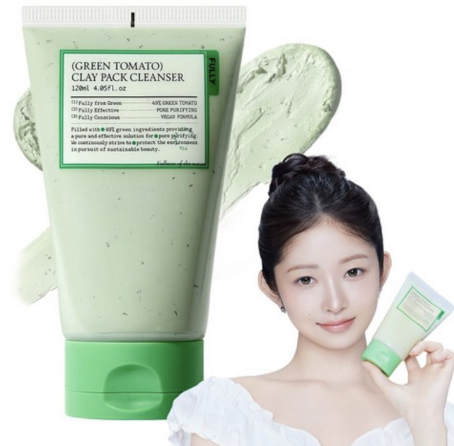 풀리 비건 그린 토마토 클레이 팩 클렌저, 120ml, 1개