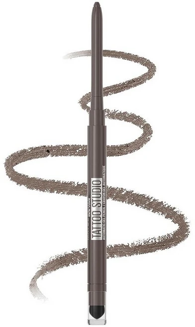 MAYBELLINE 메이블린 타투 스튜디오 자동 젤 펜슬 방수 아이라이너 블렌더블 번짐 방지 매트 36시간 지속 익스프레소티니 (스모키 브라운) 포장 디자인은 다를 수 있음, 미드나잇 모카 (스모키 그레이), 1개 - 쿠팡