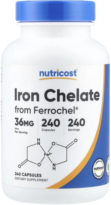 단백질 비타민 철분 마그내슘 칼슘 Nutricost Ferrochel®에서 추출한 철분 킬레이트 36mg 캡슐 240정 고루고루섭취해주세요, NutricostFerrochel에서추출한철분킬레이트3, 1개 - 쿠팡