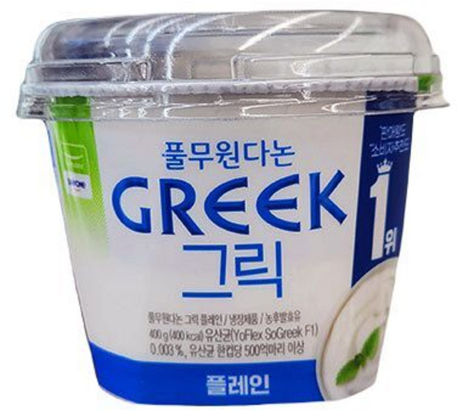 풀무원 다논 그릭 요거트 플레인, 아이스보냉백포장, 400g