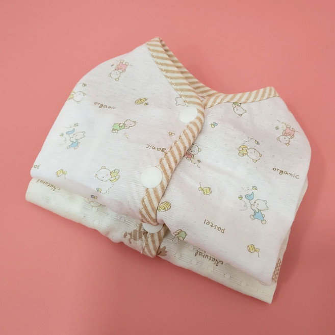 팻티아 얇은 베이비조끼 오가닉원단, 파스텔베어 White, 1개