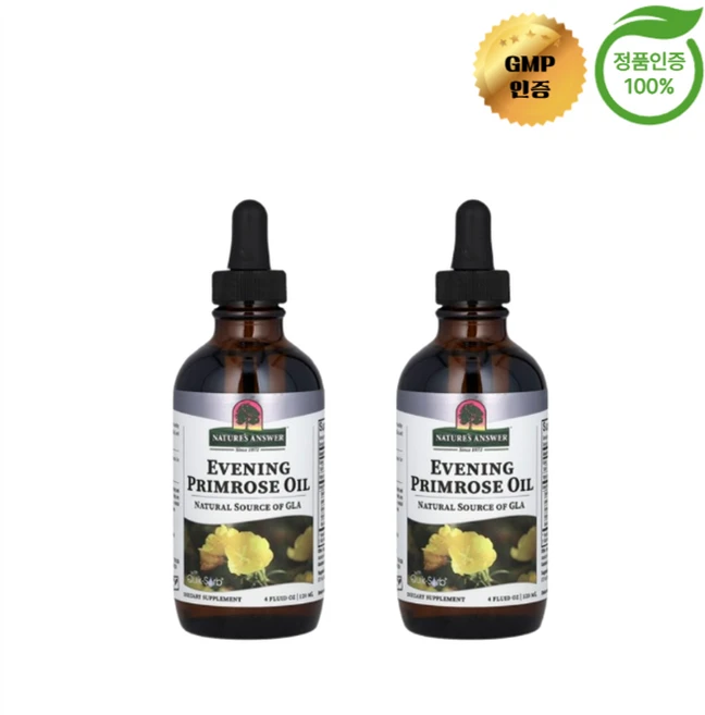 네이처스앤서 액상 감마 리놀렌산 달맞이꽃종자유 비타민 E GLA 120ml 2병, 2개 - 쿠팡