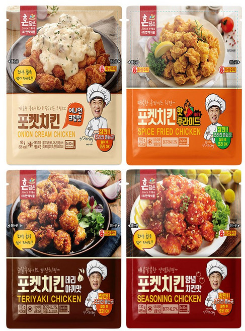 한맥 포켓치킨 4종 ( 데리야끼/핫후라이드/양념치킨/어니언크림), 1개, 180g
