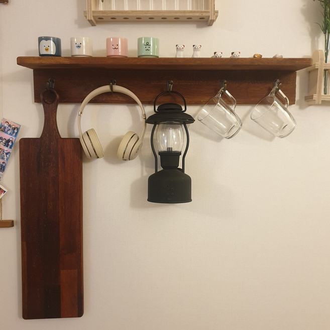 우드마키 원목 벽걸이 선반 인테리어 빈티지 우드 벽선반 엔틱 옷걸이, 우드 행거 벽선반