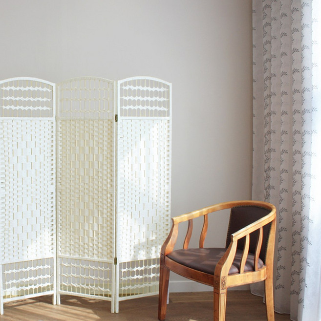 연결가능 3단 높이 150 x 폭 120cm 중형 파티션 인테리어파티션 라탄파티션 칸막이 가리개 가림막 파티션 이동식파티션 식당가리개 가벽 병풍 업소용 사무용, 아이보리