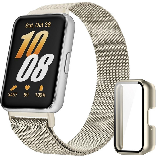 아이비온 갤럭시핏3 밀레니즈 메탈 스트랩 + 풀커버 케이스, 스타라이트