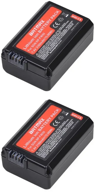 Batmax NP-FW50 배터리 소니 알파 a6500 a7 7R II NEX-3 ZV-E10 브이로그용 2160mAh, 03 2 battery