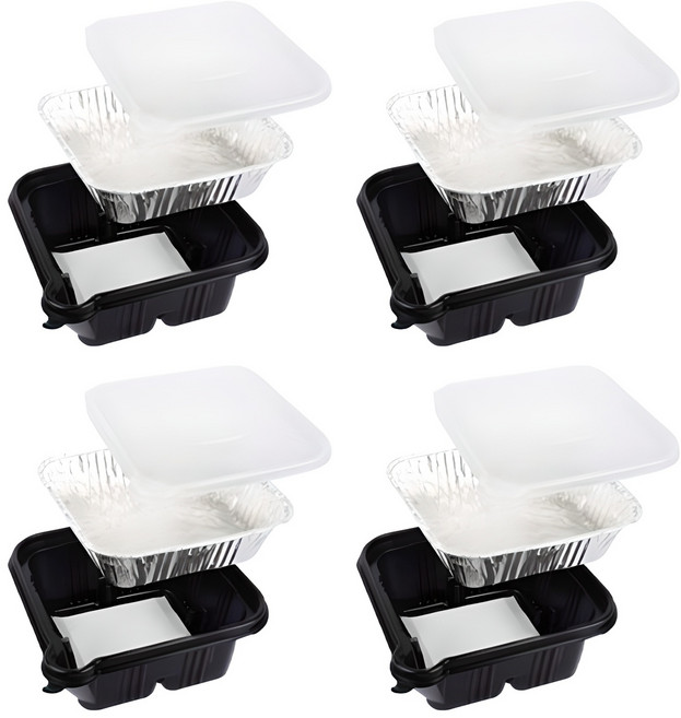 핫쿡볼 발열 도시락 알루미늄 용기 내통 4p + 외통 2p + 뚜껑 2p + 발열제 4p, 135g, 1세트