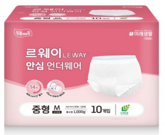미래생활 아유레디 언더웨어 중형 국내산 성인 팬티기저귀 [르웨이로 리뉴얼], 10개입, 5개