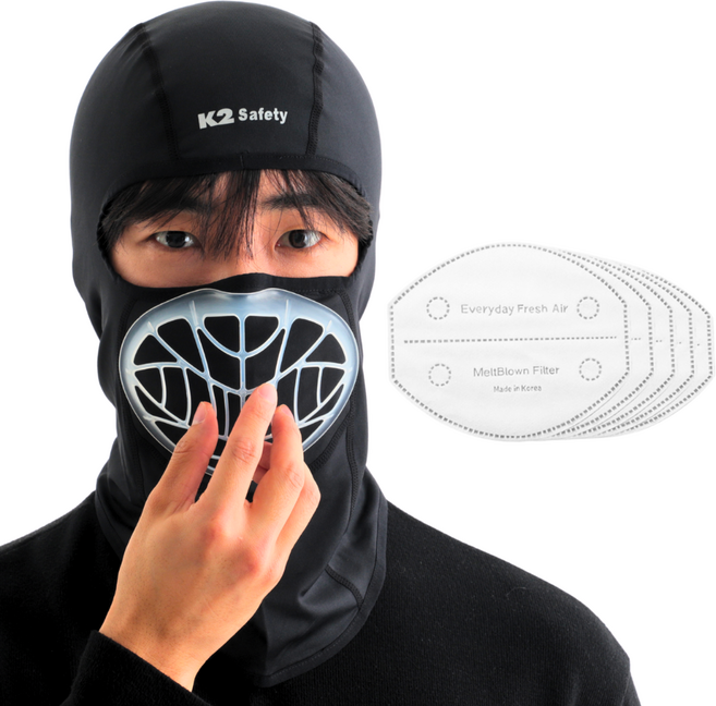 K2 Safety 숨편한 기모 바라클라바 + 교체형 MB필터 5매