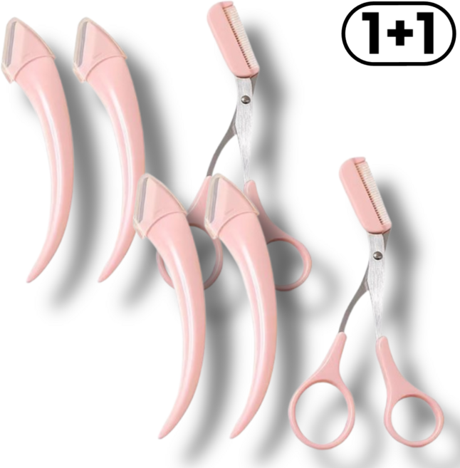 지빈 깔끔한 눈썹칼 가위 정리세트 3p세트, 2개, 핑크