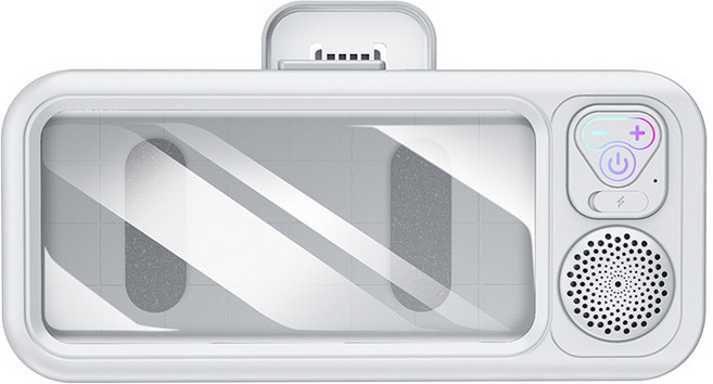 욕실 블루투스 스피커 샤워 스피커 방수 욕실 스피커 휴대폰 방수 케이스 거치대 무선 스피커 욕실 음악 스피커, 화이트, HBS615