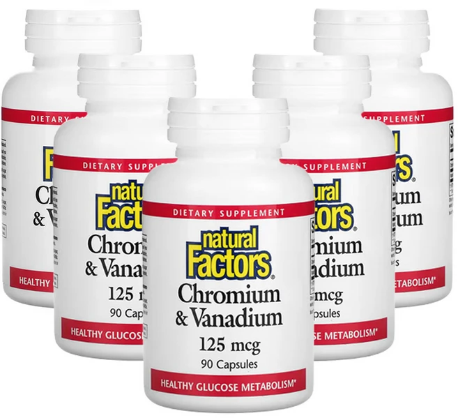 네츄럴팩터스 크로뮴 & 바나듐 125mcg 캡슐 90정, 5팩 - 쿠팡