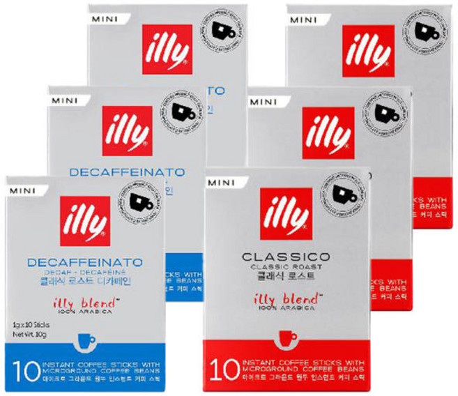 일리 클래식 로스트 레귤러 & 디카페인 미니 인스턴트 커피 스틱 1g 30개입, 디카페인20개 로스트10개