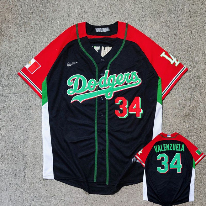 자수 la 오타니 다저스 유니폼 반팔 단추 셔츠 티셔츠 야구 블랙 저지