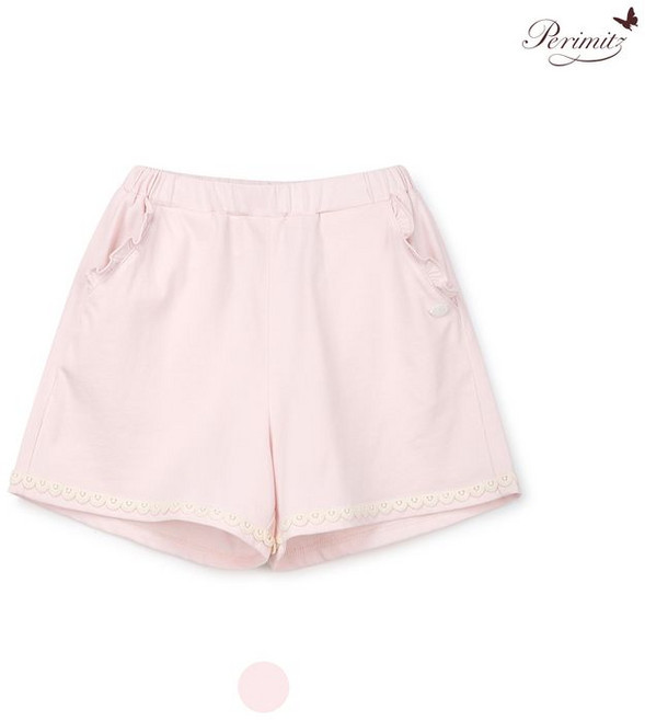 페리미츠 여아용 스칼럽 레이스 4부 팬츠 P2525P273