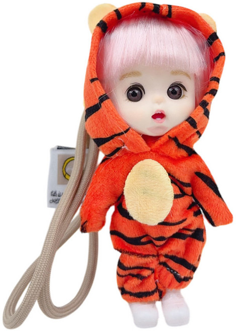 토이즈데이 애니멀룩 러블리돌 투명 파우치 키링 구슬 스트랩 포함 가방고리, 1개, 호랑이룩, 13.5cm