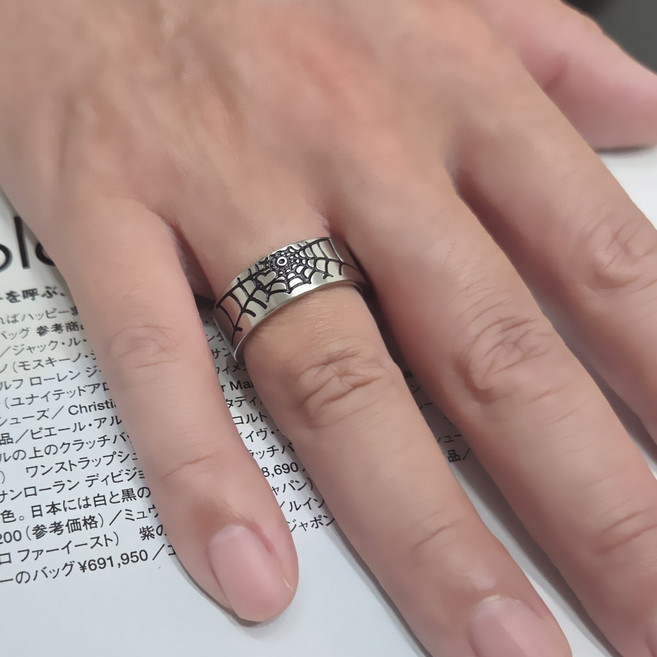[골드러쉬] R209 반지 스틸반지 남녀공용 거미줄 커플링 심플 엔틱 남자패션링