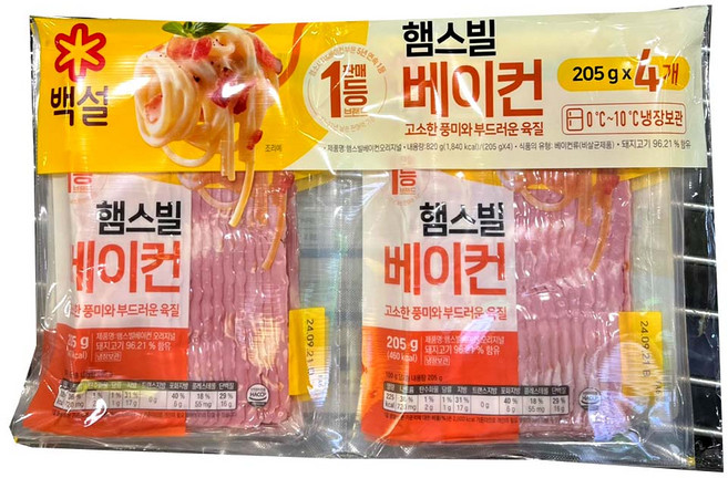 코스트코 백설 햄스빌 베이컨 (205gx4개입) 냉장, 1개, 820g