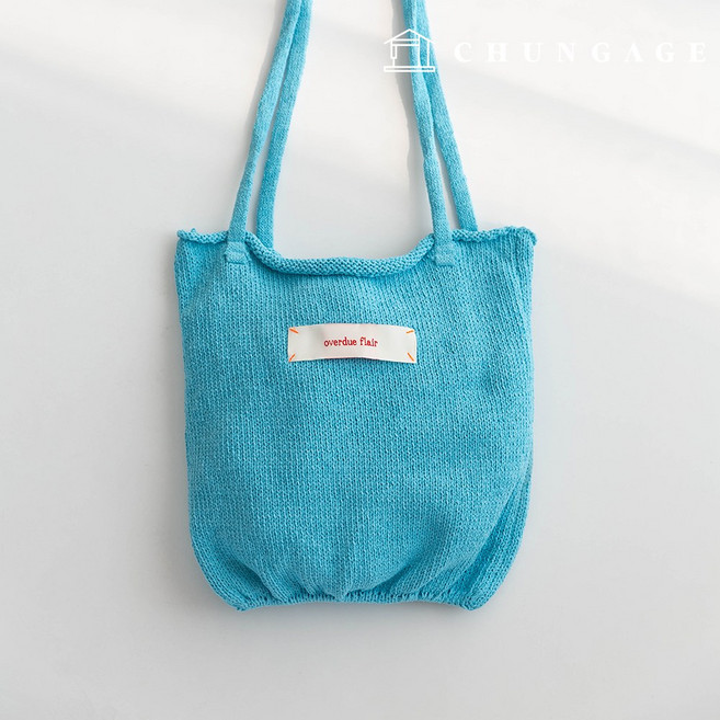 니트 미니 손가방 니트백 손목가방 토트백 무지 플레이어 5종, 04) 블루