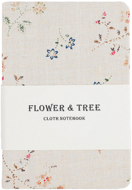 봄밤 패브릭 포켓 노트 일기장 메모 수첩, 화이트 들꽃 A6, 1개