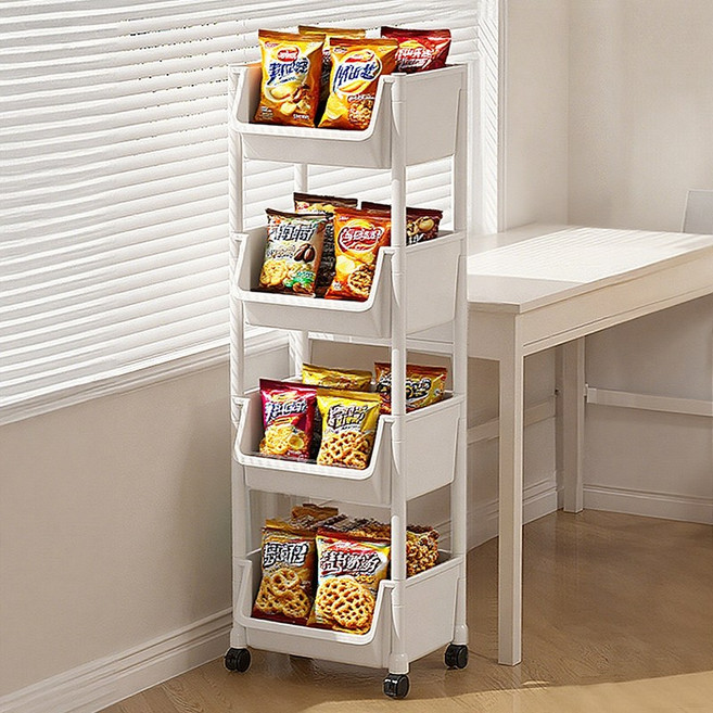 Tiger Pavilion 이동식 수납 트롤리 4단, 화이트