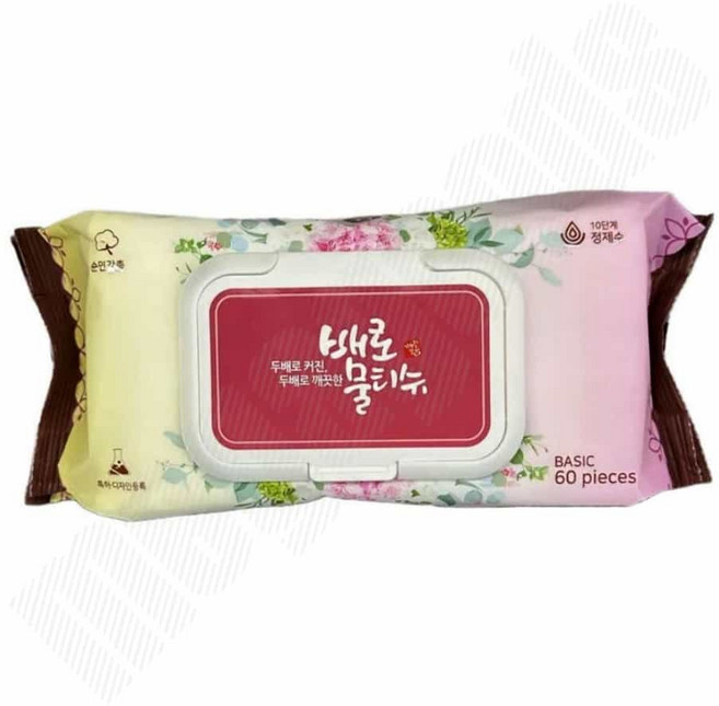 순면감촉 톡 두배로커진 쉽게 엠보 물티슈 배로물티슈 캡형 다용도 60매 두배로, 60, 1