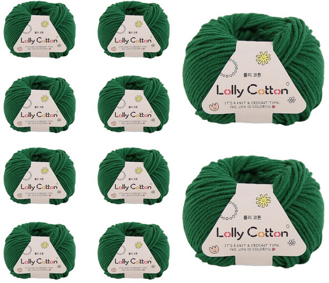 [앵콜스] (10볼묶음)롤리코튼 Lolly Cotton 5ply (80색의 고급코마코튼 소품인형실), 74 그린 (**10볼묶음), 1개