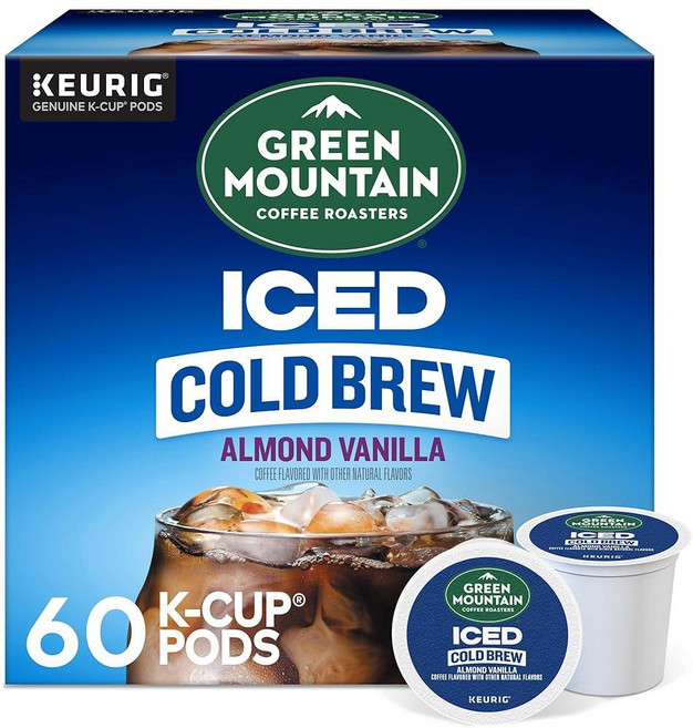 Green Mountain Coffee Roasters 아몬드 바닐라 아이스 콜드 브루 커피 1인용 큐리그 K컵 포드 20개입 박스, Almond Vanilla Cold Brew, 1개