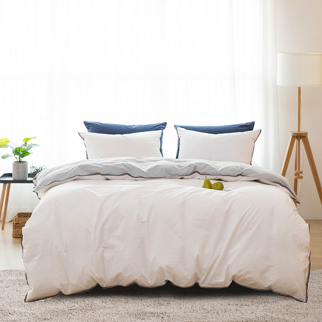 [소프라움앤] 어코드 60수 고밀도 워싱 순면 이불커버 베개세트 퀸