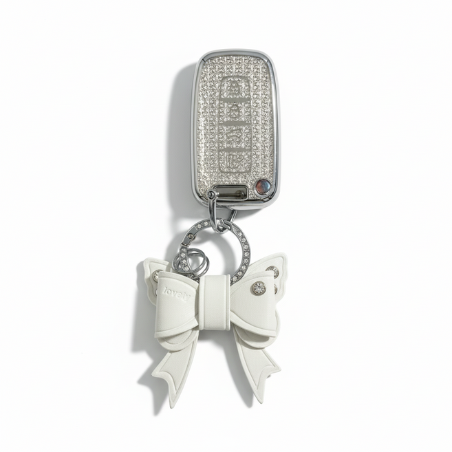 어니트 기아 호환 크리스탈 차키케이스 자동차 키링 키홀더, KH-01(4버튼), 화이트