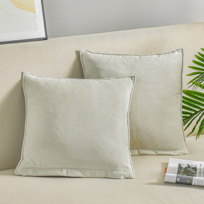 소하임 벨벳 소파쿠션 솜 + 커버 2p 세트, 아이보리