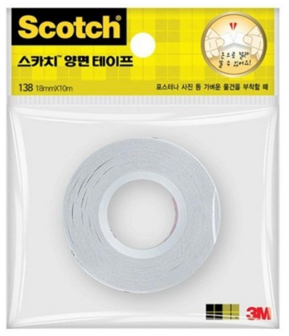3M 138 종이 양면 테이프 18mm x 10m, 1개