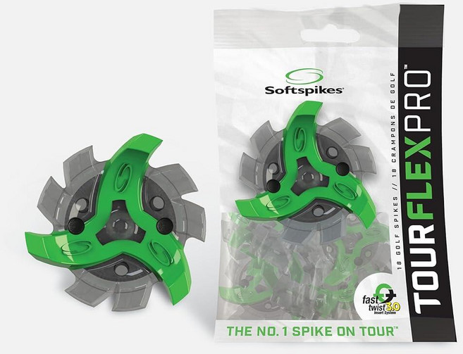 소프트스파이크 투어 플렉스 프로 골프 클리츠 패스트 트위스트 18 교체 스파이크 그린 트라이락 슬림락 클리트 삽입 시스템에도 적합, Standard, 그린/차콜, 1개