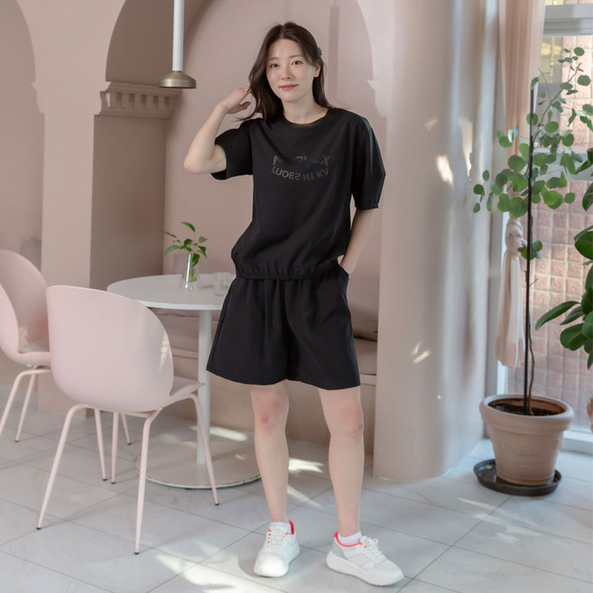 여성 여름 밴드 밴딩 반바지 팬츠 빅사이즈 엄마옷 외출 운동복