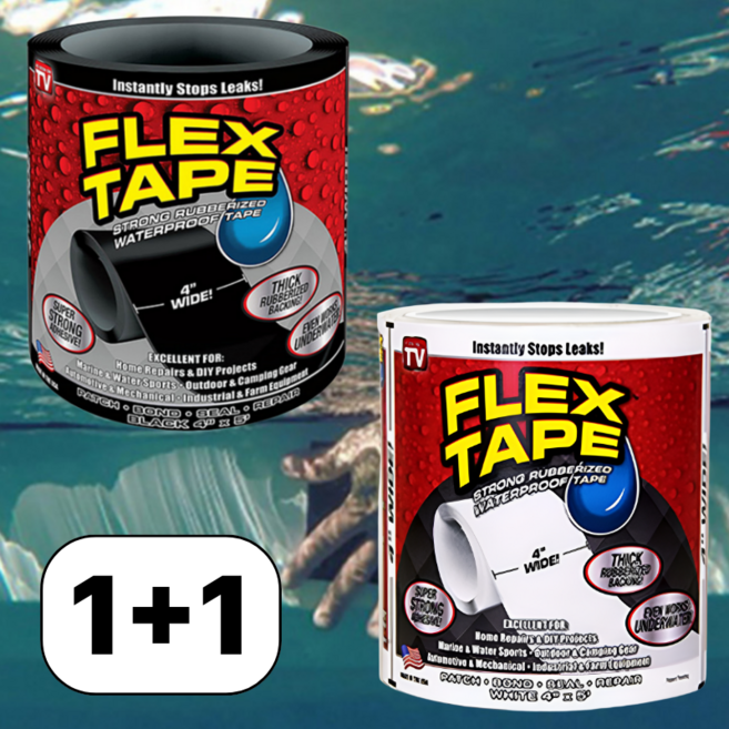 초강력 만능 접착 플렉스테이프 [2color 배관 틈새 누수 방지 고무 테잎 옥상 배수관 싱크대 욕실 천막 밀봉 강력 수중 보수 산업용 다용도 두꺼운 땜빵 템], 화이트+블랙, 1세트