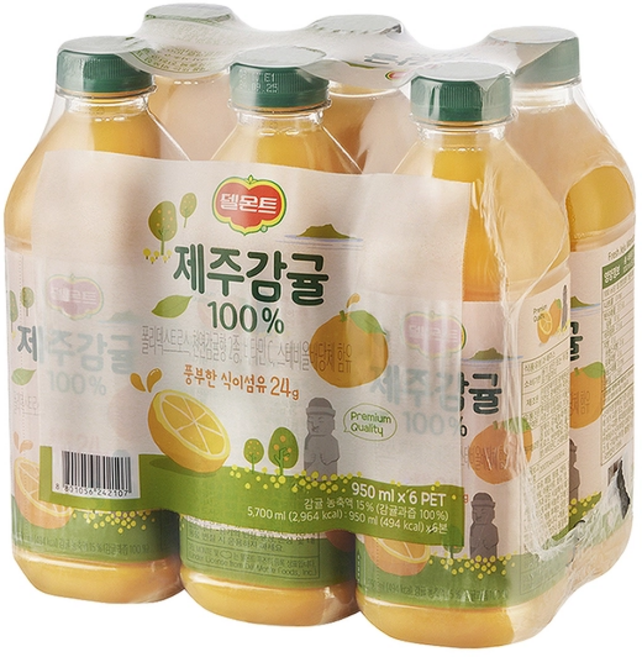 델몬트 제주감귤주스 950ml x12 풍부한 식이섬유 대용량 과채주스 사무실 탕비실 음료, 12개
