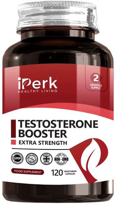 HUMAKEllc [영국] iperk 테스토스테론 지원 페누그리크 + 인삼 + 마카 + D-아스파르트산 아연 | 남성용 테스토스테론 보충제 120 캡슐, 120정, 1개