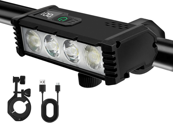 LJL 자전거 라이트 LED 충전식 불빛조절 전조등, 블랙, 1개