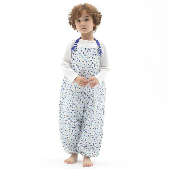 플리에 멜빵형 미술가운/모래놀이바지/갯벌체험옷, 블루딸기