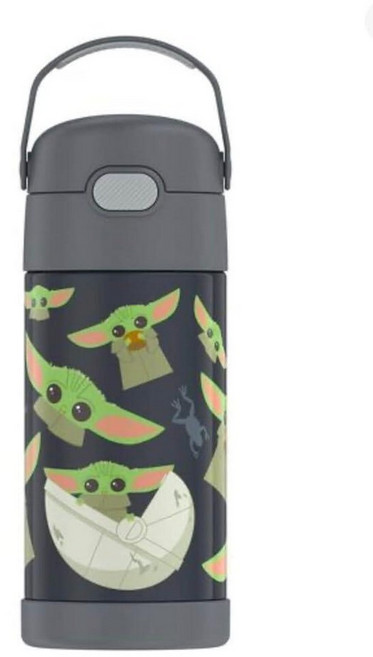 THERMOS FUNTAINER 빨대 포함 물병 - 355ml(12온스) - 아동용 스테인리스 스틸 진공 단열 물병 뚜껑 포함 미니 마우스, 만달로어