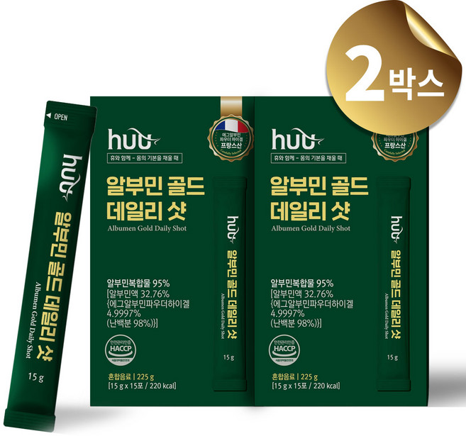 휴 알부민 골드 데일리샷 마시는 알부민 햅썹 인증 난백 알부민, 30개, 15g