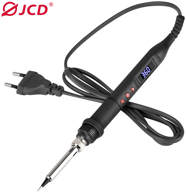 JCD 908U 디지털 납땜 인두 세트 키트 80W 스위치 조절 온도 LCD 220V/110V 용접 수리 도구 세라믹 히터, 28) 80W 110V - 908U black - EU, 1개