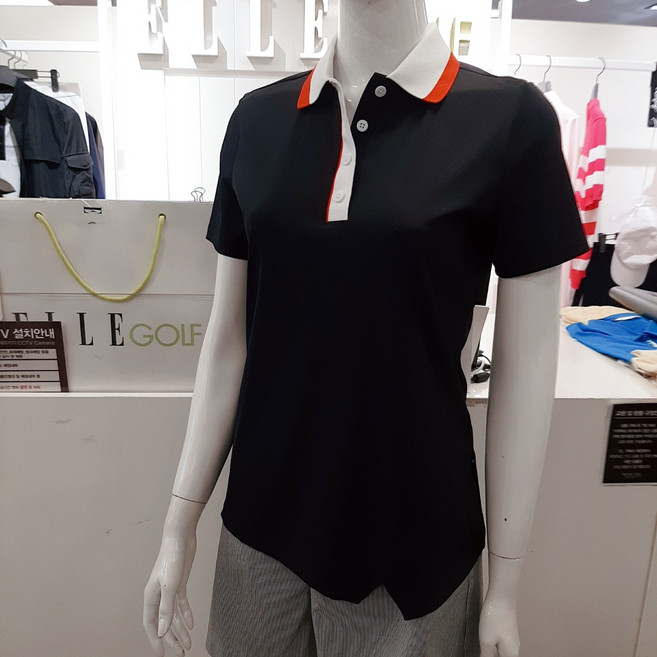 엘르골프 여성 골조직 밑단변형 폴로 티셔츠 6k 45209 pt
