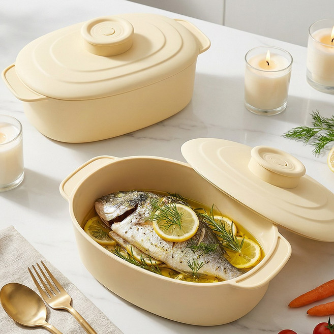 전자레인지 실리콘 촉촉 찜기 만능 스팀 용기 계란찜 라면 주방 멀티쿠커, 1개, 베이지