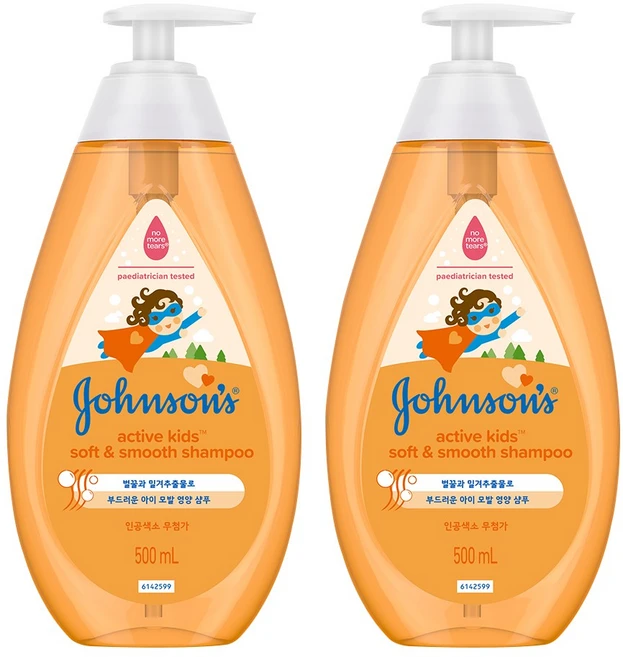 존슨즈베이비 액티브 키즈 소프트 앤 스무드 샴푸, 500ml, 2개 - 쿠팡