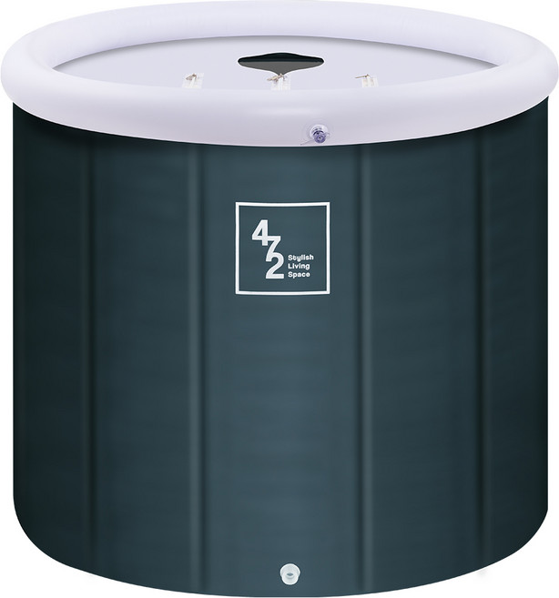 샵472 접이식 욕조 원터치 이동식 간이 공기 덮개 구성, 다크 그레이, 1개