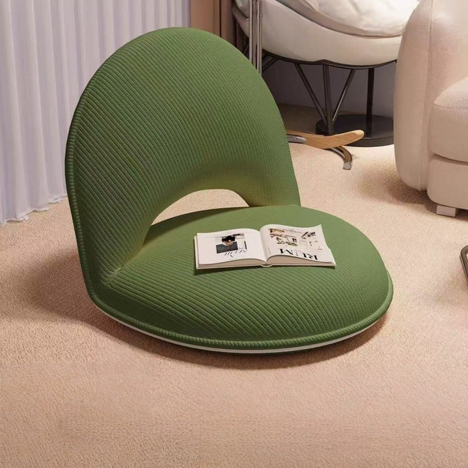 Uniquezon 접이식 쿠션 등받이 좌식의자 각도조절 베란다 1인용 의자, 그린