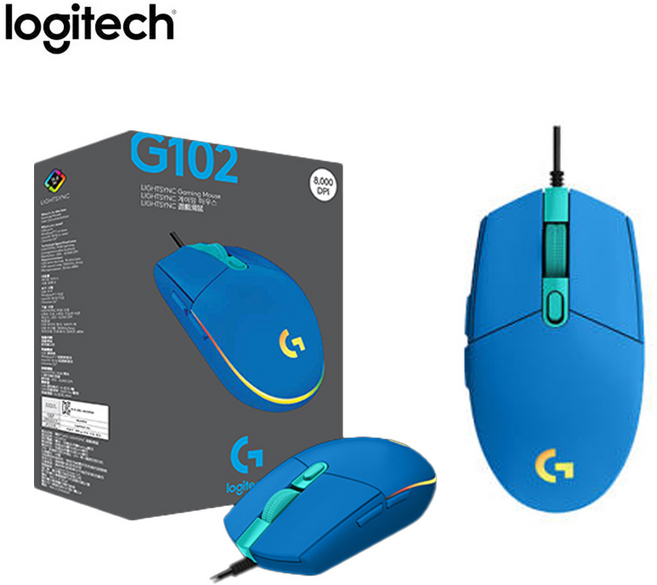 로지텍 G102 2세대 LIGHTSYNC 게이밍 유선마우스, 1 COLOR (BLUE) 정품 박스