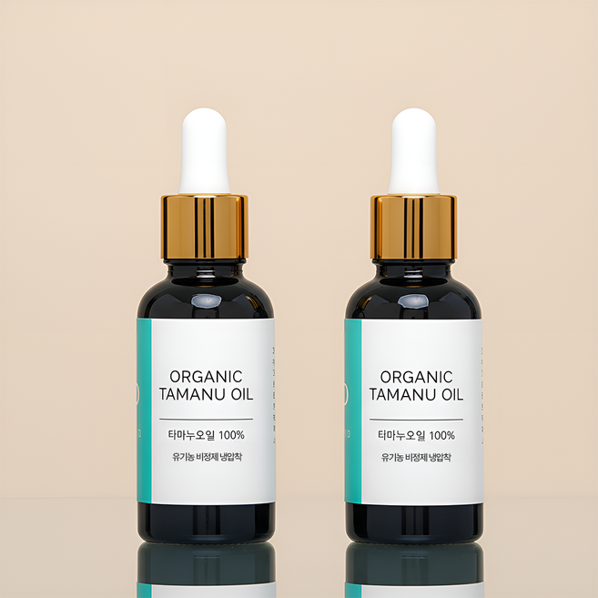 랑팡 유기농 비정제 냉압착 타마누 오일 100% 원액 붉은기 흔적 진정 스팟, 2개입, 30ml